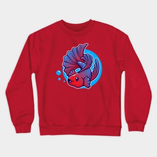 Cute Betta Fish Swimming Cartoon Crewneck Sweatshirt